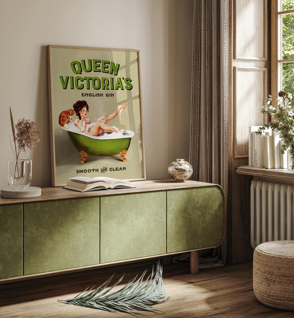 Queen Victoria, Portraits featuring a charming pinup girl illustration, perfect for vintage decor lovers.
