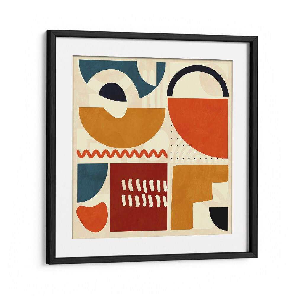 Colorful abstract composition featuring QUADRATE BUNT I, ABSTRACT PAINTINGS by Ana Rut Bre, perfect for modern decor.