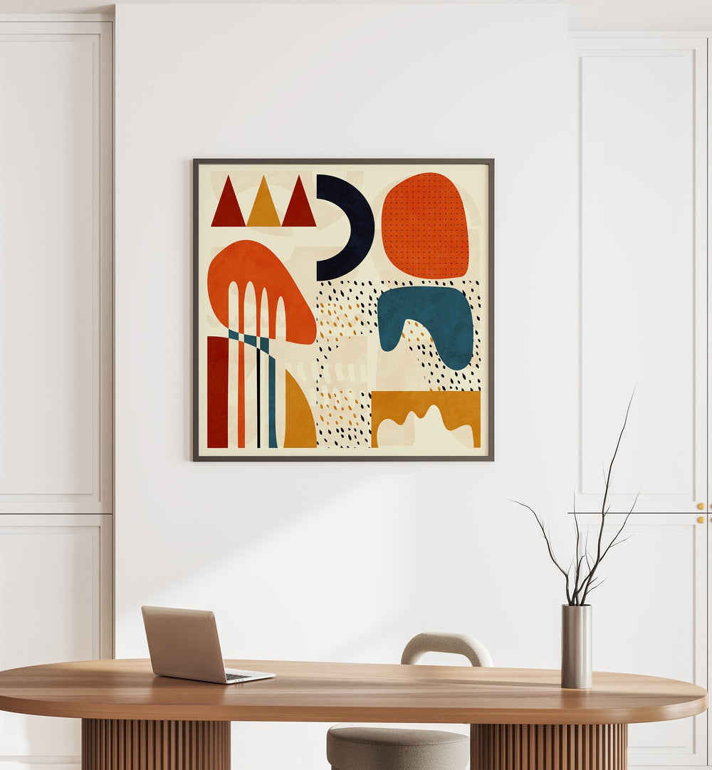 Stunning QUADRATE BUNT II, ABSTRACT PAINTINGS by Ana Rut Bre, featuring vibrant shapes and colors on premium canvas.