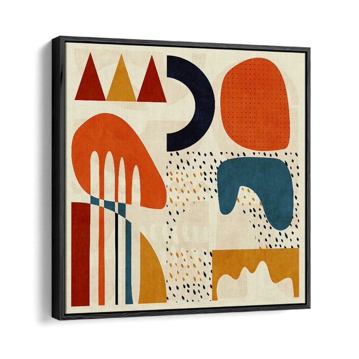 Stunning QUADRATE BUNT II, ABSTRACT PAINTINGS by Ana Rut Bre, showcasing vibrant colors and unique shapes in a floater frame.