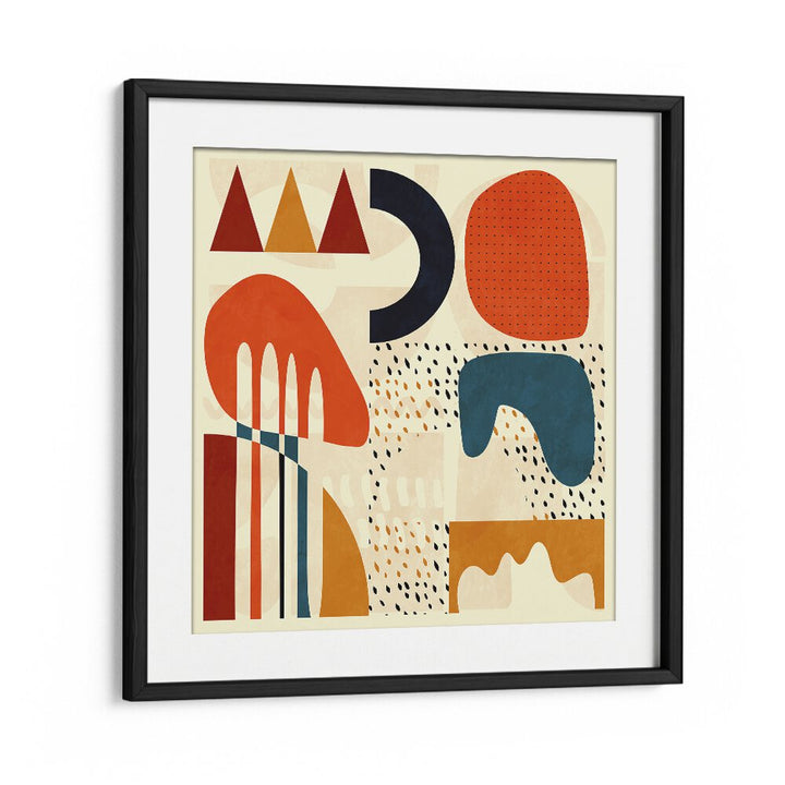 Stunning QUADRATE BUNT II, ABSTRACT PAINTINGS by Ana Rut Bre, framed artwork in vibrant colors for modern decor.