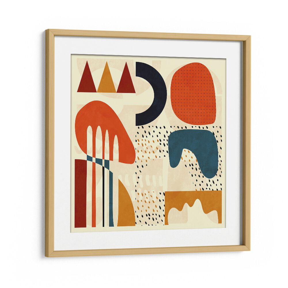 Stunning QUADRATE BUNT II, ABSTRACT PAINTINGS by Ana Rut Bre, framed art showcasing vibrant shapes and colors.