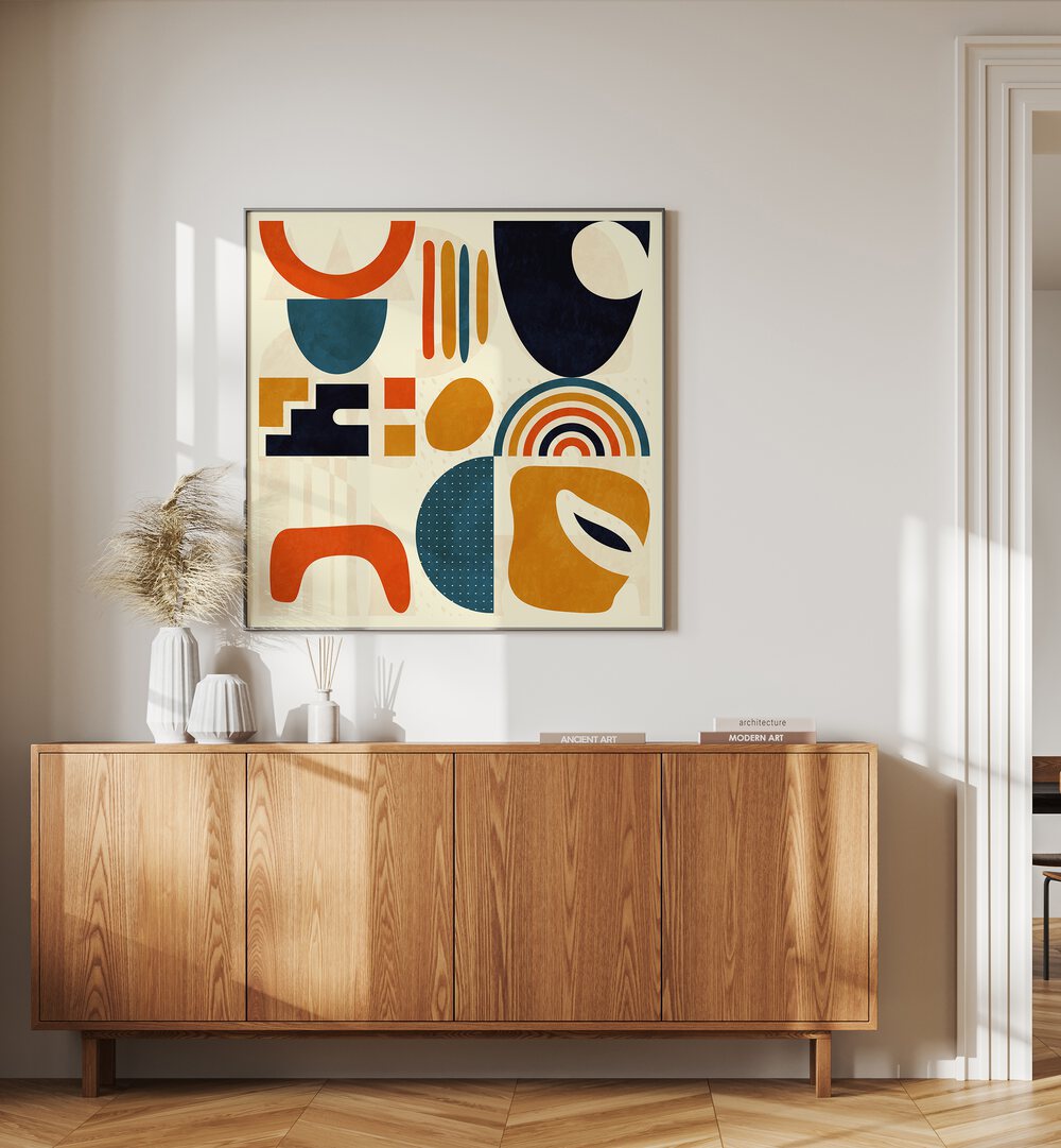 Elegant QUADRATE BUNT III, ABSTRACT PAINTINGS by Ana Rut Bre, showcasing modern aesthetics on premium canvas.