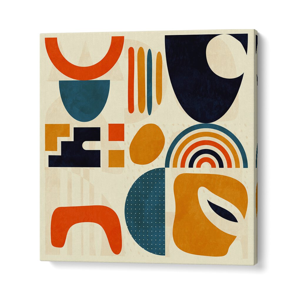 Explore QUADRATE BUNT III, ABSTRACT PAINTINGS by Ana Rut Bre, featuring vibrant shapes on premium canvas.