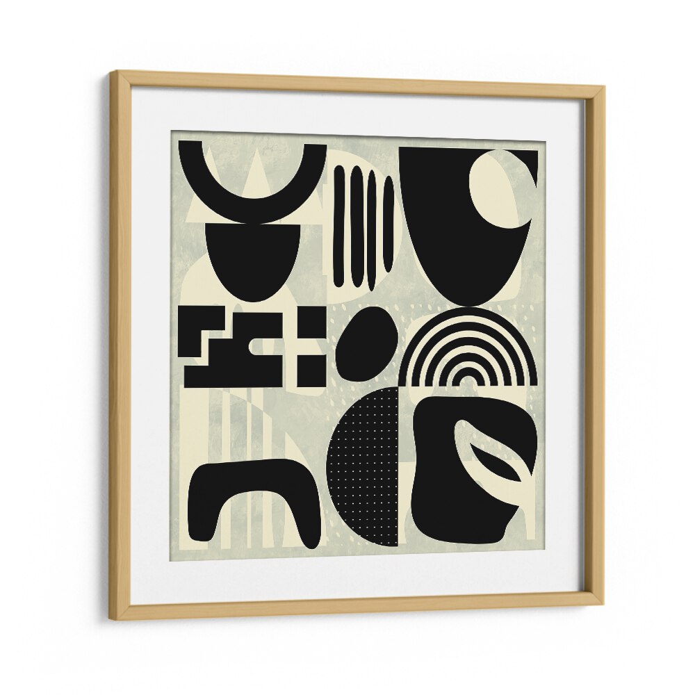 Elegant QUADRATE SW KOPIE I, ABSTRACT PAINTINGS in oak frame, perfect for enhancing modern spaces with vibrant art.