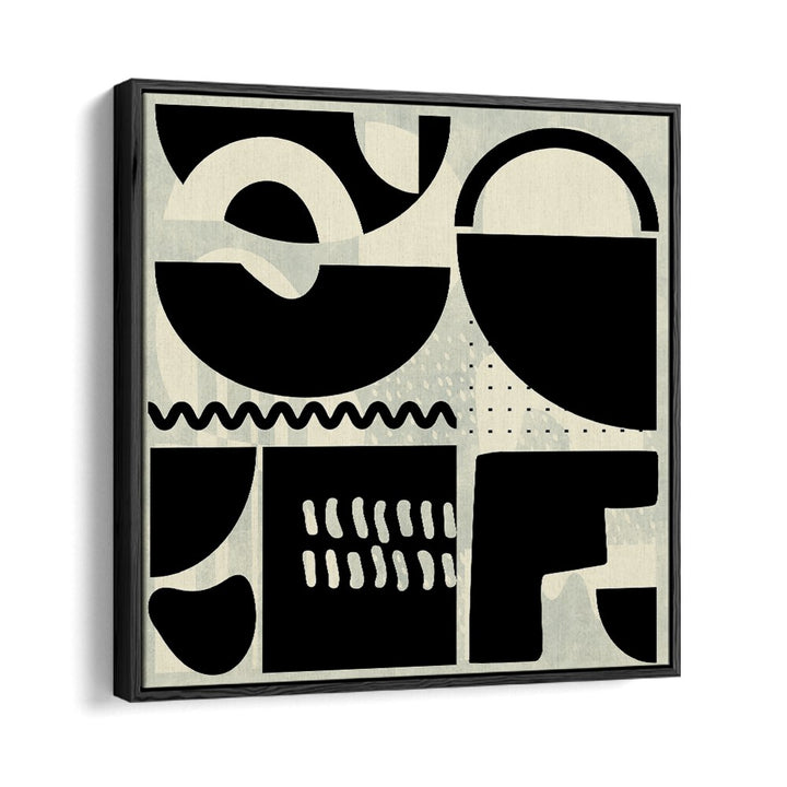 Capture elegance in your space with QUADRATE SW KOPIE II, ABSTRACT PAINTINGS by Ana Rut Bre, featuring bold black shapes.