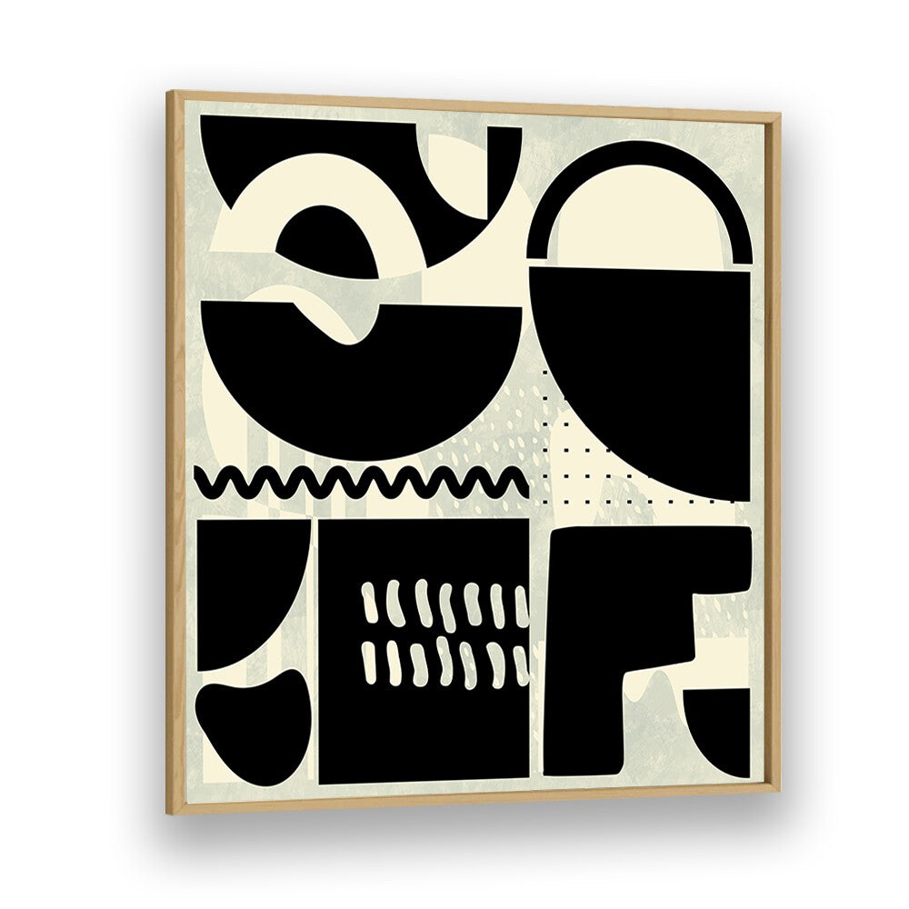 Stunning QUADRATE SW KOPIE II, ABSTRACT PAINTINGS by Ana Rut Bre in an elegant oak frame, perfect for modern decor.