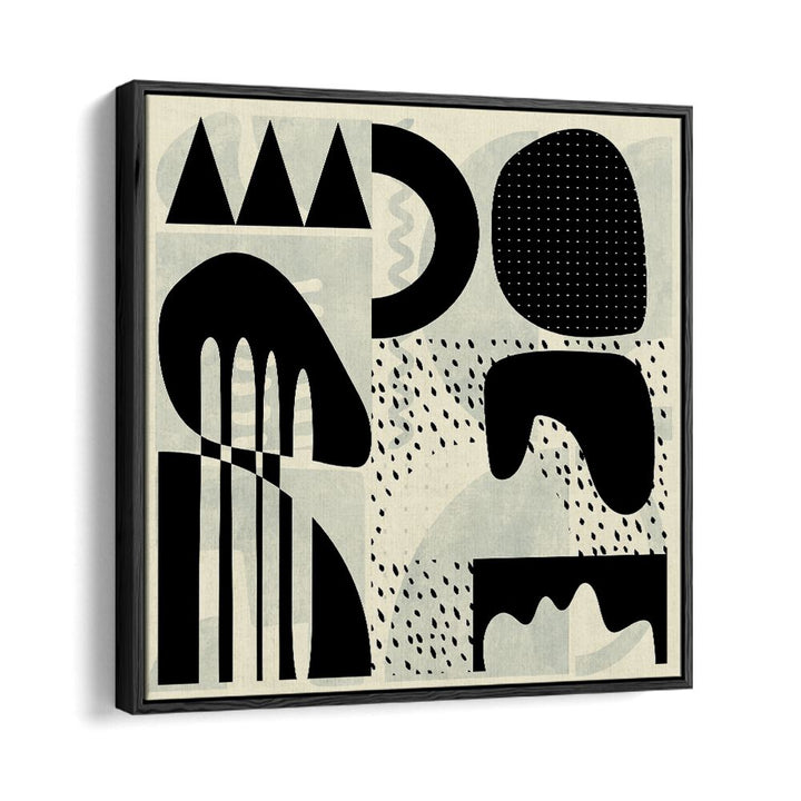 Stylish QUADRATE SW KOPIE III, ABSTRACT PAINTINGS by Ana Rut Bre, showcasing bold shapes in a modern black frame.