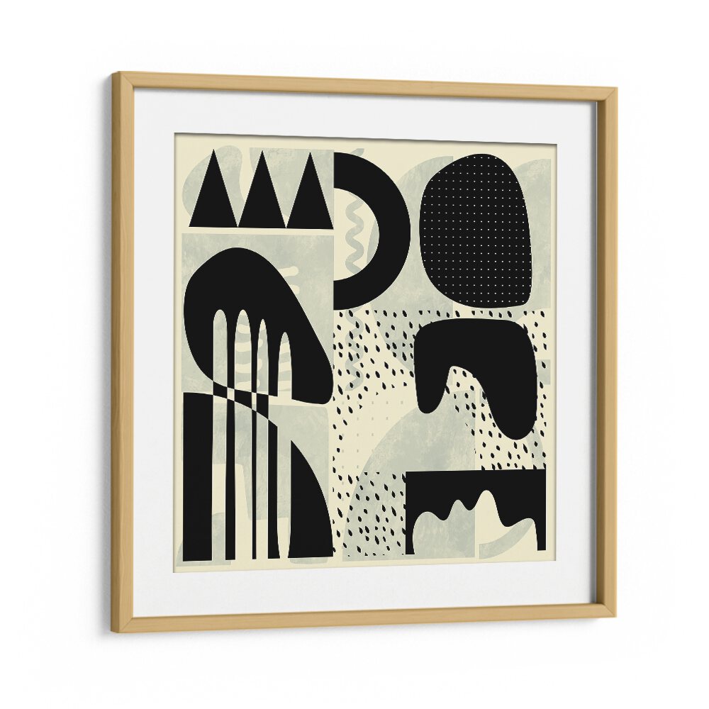 Quadrate SW Kopie III, abstract paintings by Ana Rut Bre, framed in oak, showcasing captivating geometric designs.