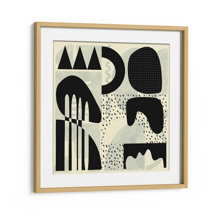 Quadrate SW Kopie III, abstract paintings by Ana Rut Bre, framed in oak, showcasing captivating geometric designs.