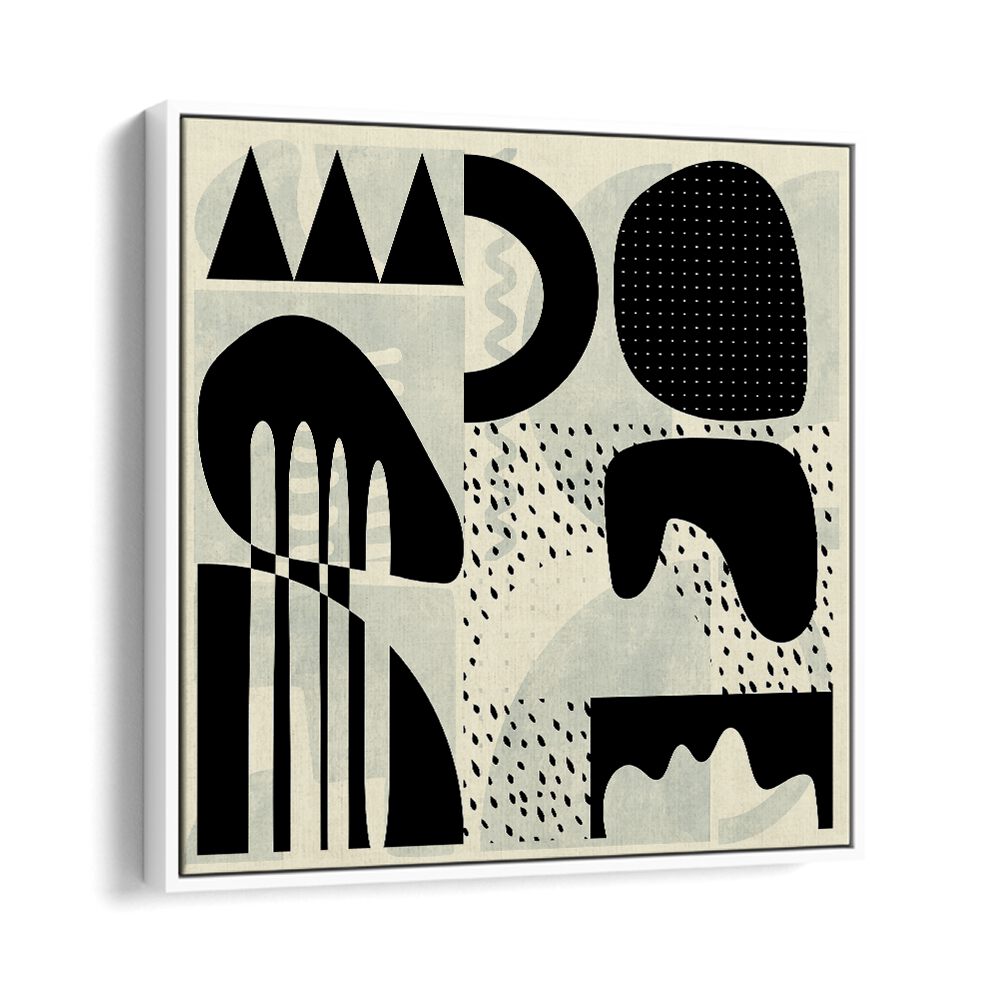 Abstract black shapes on a light background in QUADRATE SW KOPIE III, ABSTRACT PAINTINGS by Ana Rut Bre. Perfect for decor.