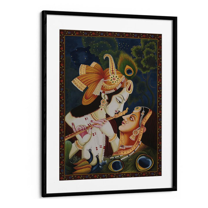 RADHA KRISHNA PAINTING, INDIAN ART PAINTINGS showcasing love and devotion in a beautifully framed artwork.