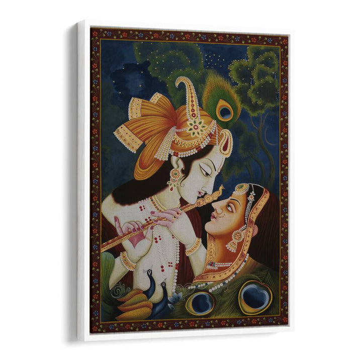 Exquisite RADHA KRISHNA PAINTING, a vibrant piece of INDIAN ART PAINTINGS showcasing divine love and devotion.