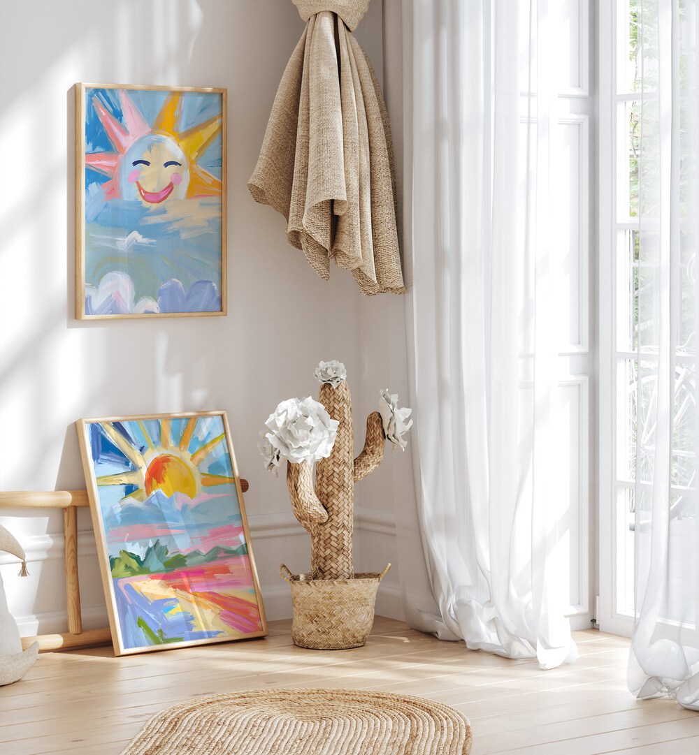 Brighten your home with the RADIANT SUNRISE SET, SET OF 2 PAINTINGS, showcasing vibrant dawn-inspired artistry.