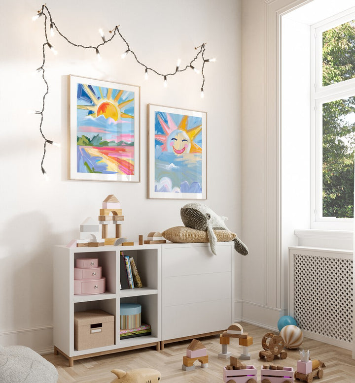 Brighten your space with the RADIANT SUNRISE SET, SET OF 2 PAINTINGS, showcasing vivid dawn-inspired artistry.