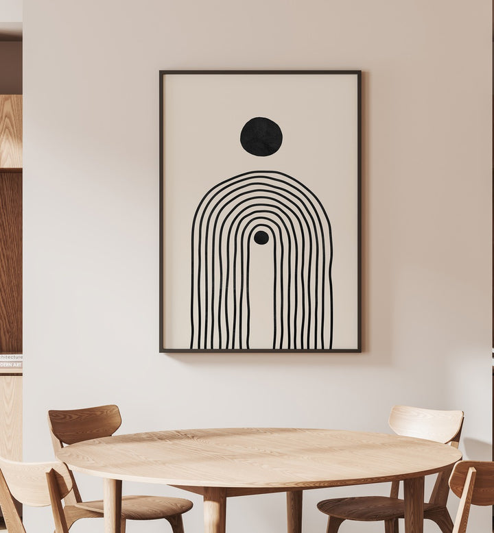 Rainbow art black boho wall art painting Artwork Hanged on a Wall