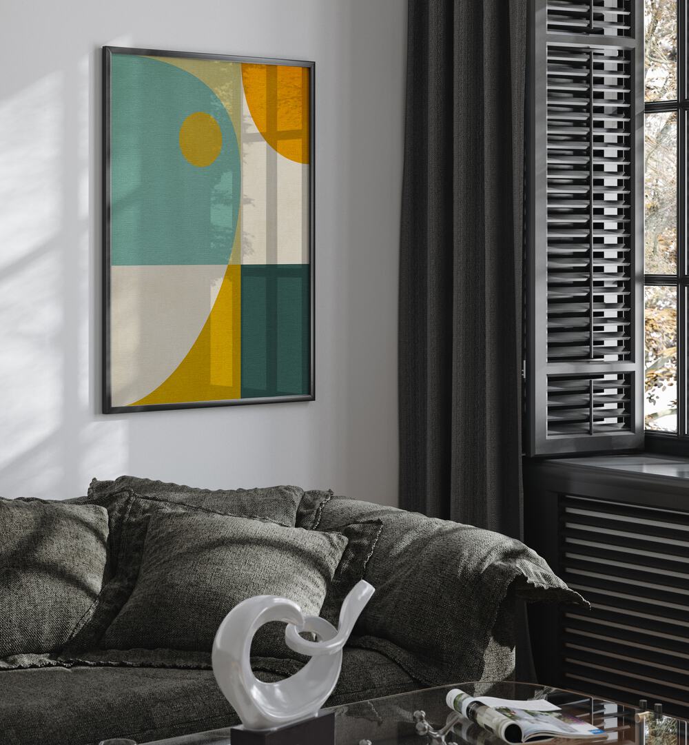Vibrant RAINBOW PLUS SHAPES, GEOMETRIC ART PRINTS brighten up modern interiors, enhancing any space effortlessly.