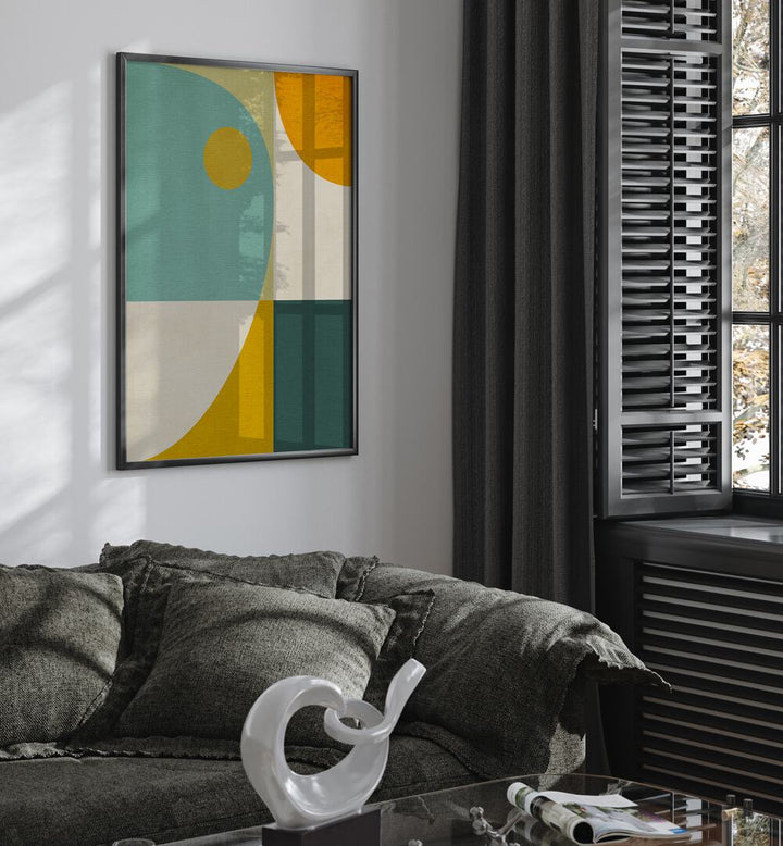 Vibrant RAINBOW PLUS SHAPES, GEOMETRIC ART PRINTS brighten up modern interiors, enhancing any space effortlessly.