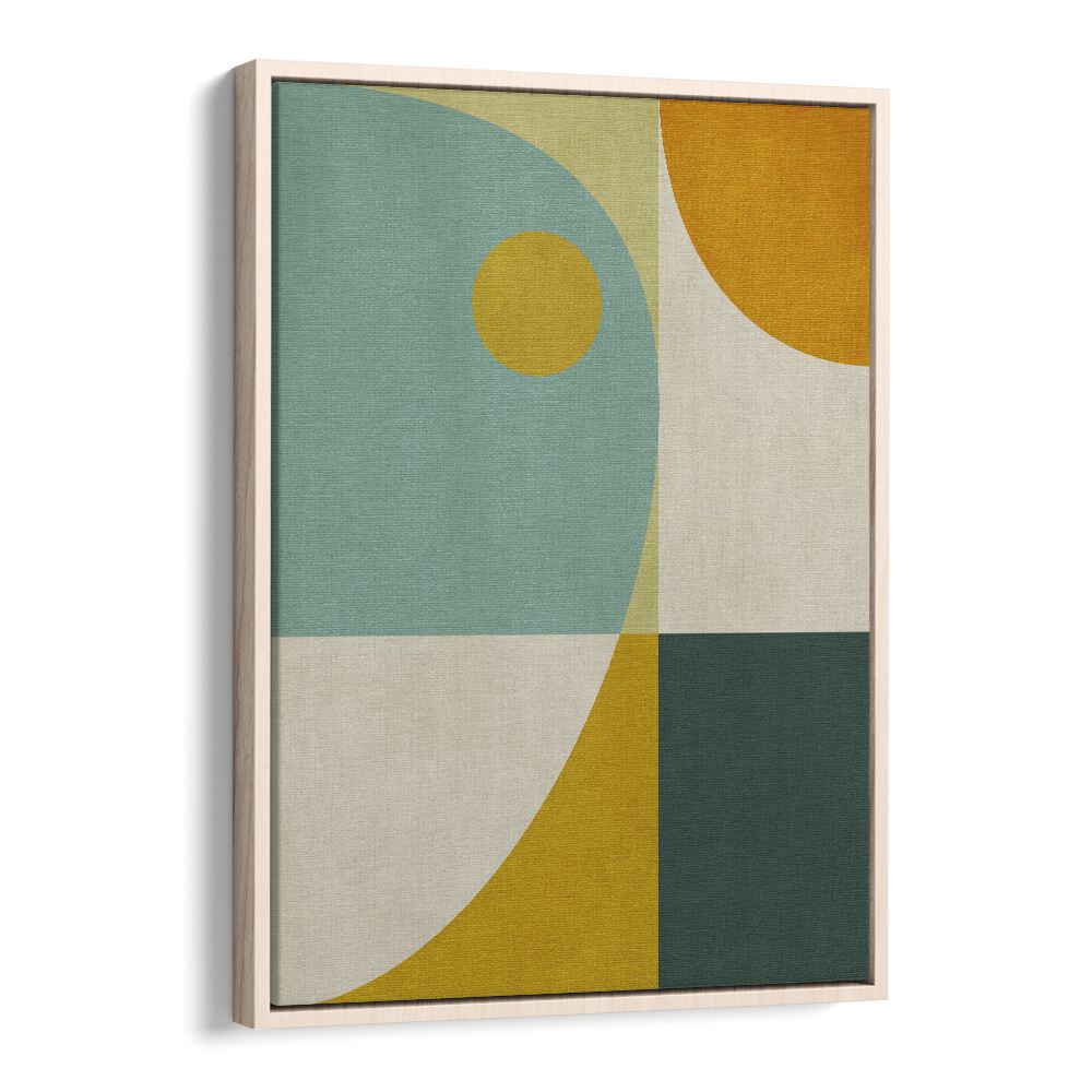 Vibrant RAINBOW PLUS SHAPES, GEOMETRIC ART PRINTS by Ana Rut Bre, framed in oak, perfect for modern decor.