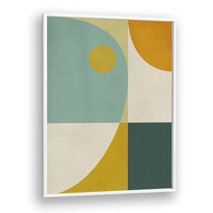 Vibrant RAINBOW PLUS SHAPES, GEOMETRIC ART PRINTS in a white frame, perfect for adding charm to any space.