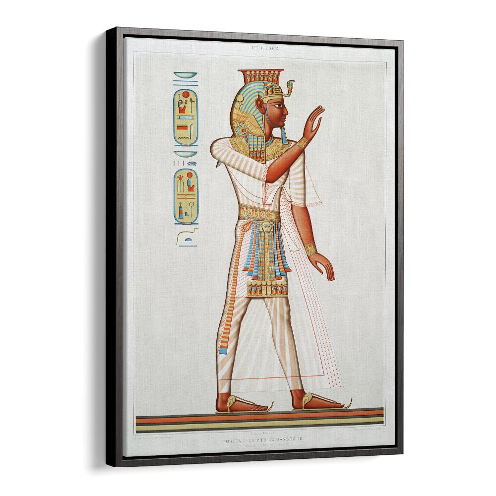 Ramses III from Histoire de l'Art Égyptien (1878), showcasing exquisite Egyptian art paintings in a black floater frame.