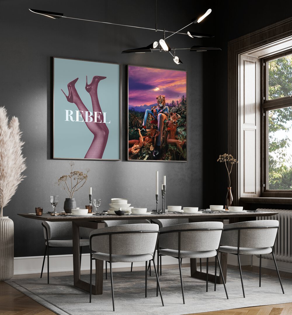 Elevate your decor with the REBELIOUS SET, SET OF 2 PAINTINGS, showcasing bold artistry for a striking living space.