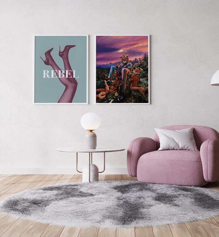 Elevate your decor with the REBELIOUS SET, SET OF 2 PAINTINGS, showcasing bold modern artistry and expression.