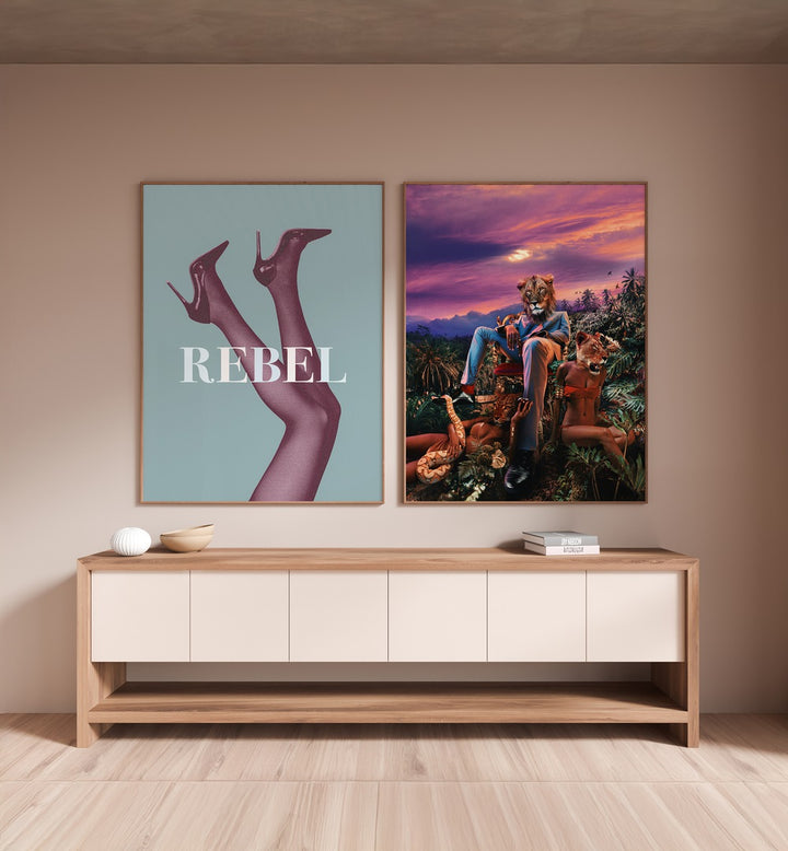 Elevate your home decor with the REBELIOUS SET, SET OF 2 PAINTINGS, showcasing modern artistry and bold expression.