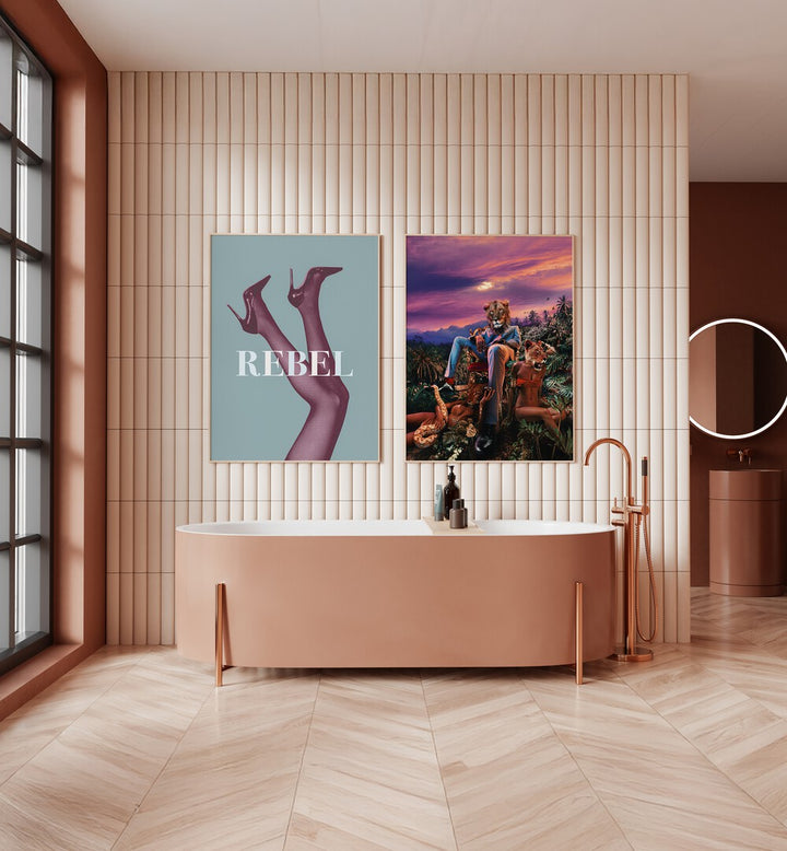 Transform your space with the REBELIOUS SET, SET OF 2 PAINTINGS, featuring bold modern artistry and vibrant colors.