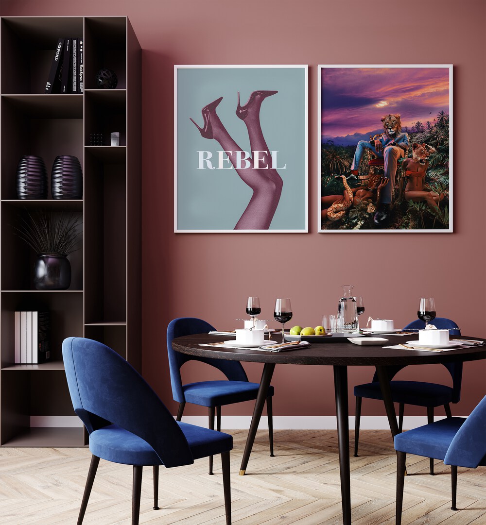 Elevate your decor with the REBELIOUS SET, SET OF 2 PAINTINGS, perfect for bold modern artistry.