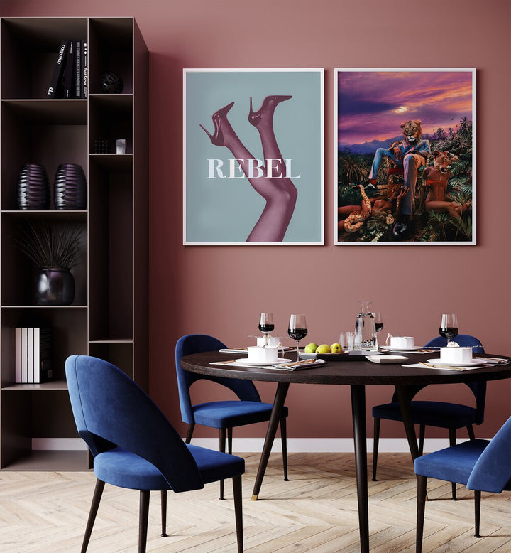 Elevate your decor with the REBELIOUS SET, SET OF 2 PAINTINGS, perfect for bold modern artistry.