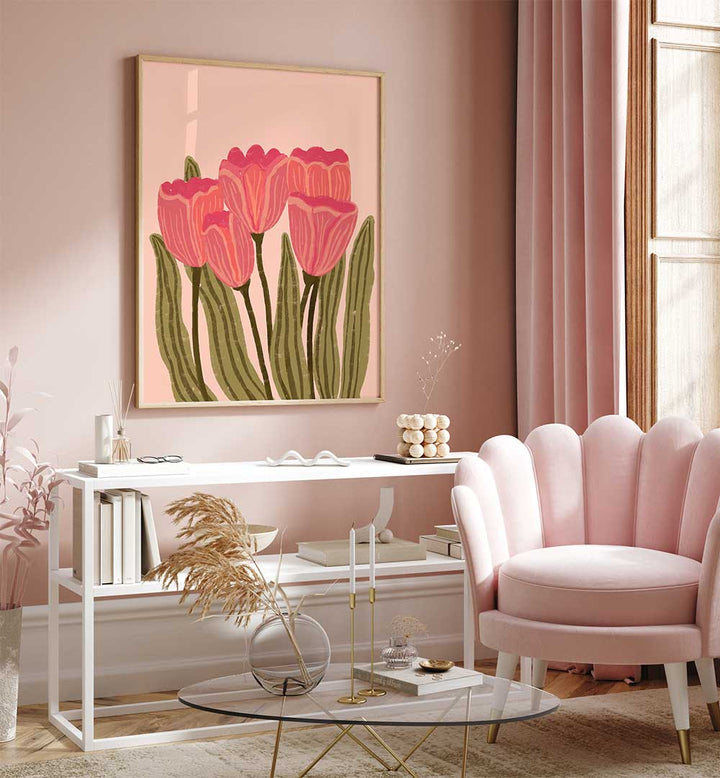 RED TULIPS , FLORAL FLOWER PAINTINGS