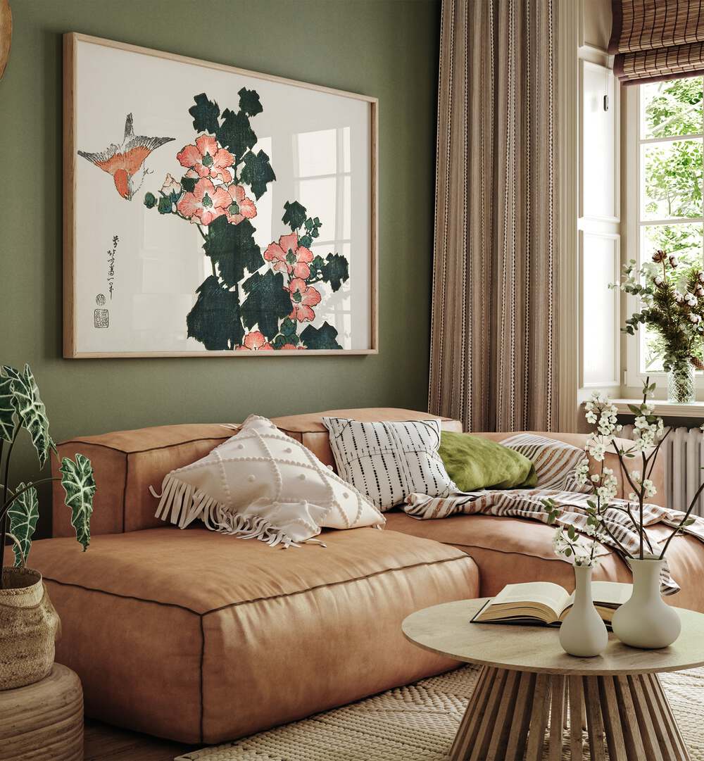 RED ROSES AND BIRD  , VINTAGE PAINTINGS