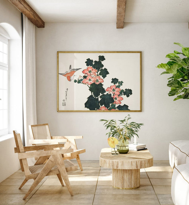 RED ROSES AND BIRD  , VINTAGE PAINTINGS