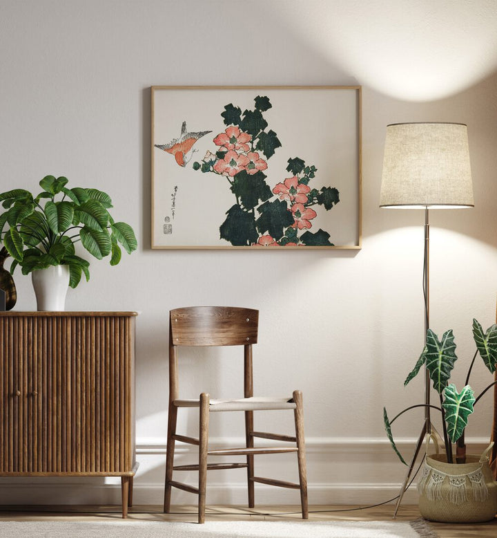 RED ROSES AND BIRD  , VINTAGE PAINTINGS