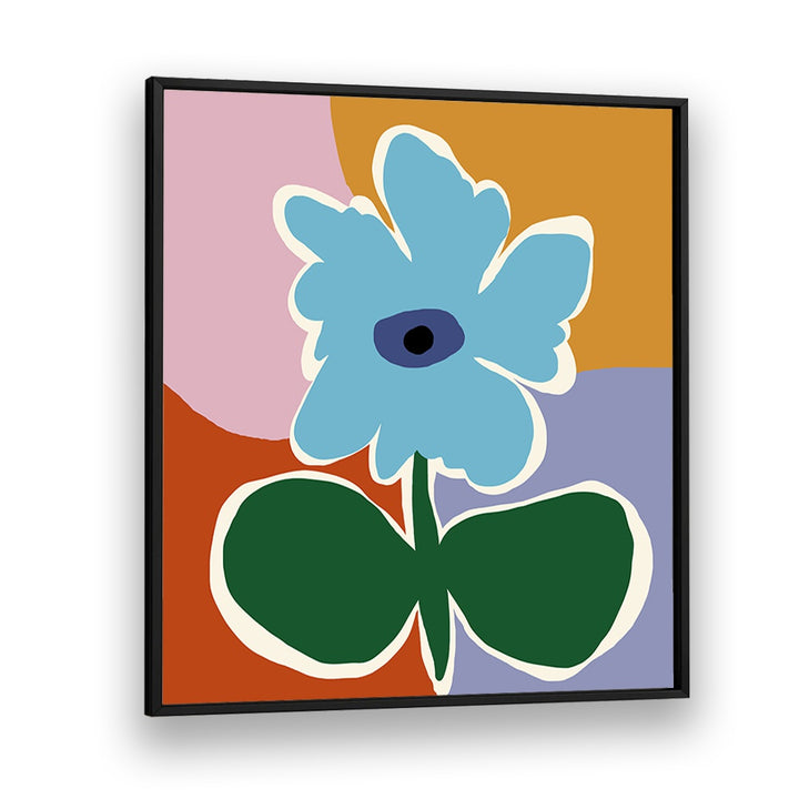 Retro Minimal Flower III, Botanical Art Paintings Artwork in Black Plain Frame