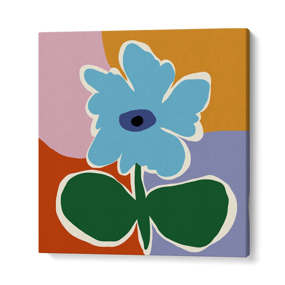 Retro Minimal Flower III, Botanical Art Paintings Artwork in Gallery Wrap