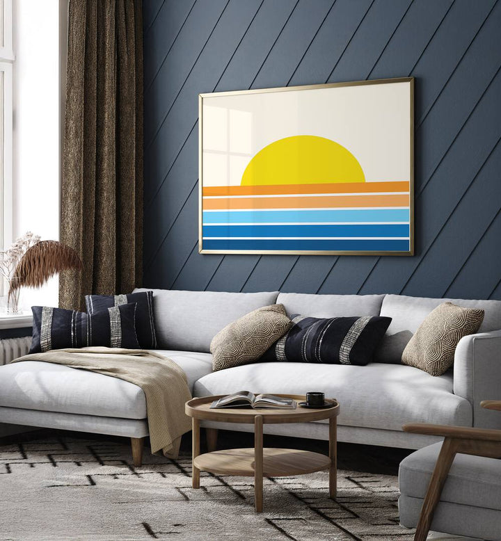 Vibrant RETRO BEACH I, LANDSCAPE PAINTINGS, enhances your space with a serene coastal vibe and nostalgic summer essence.