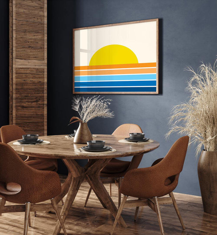 Vibrant RETRO BEACH I, LANDSCAPE PAINTINGS, adds a serene coastal vibe to any space, perfect for summer decor.