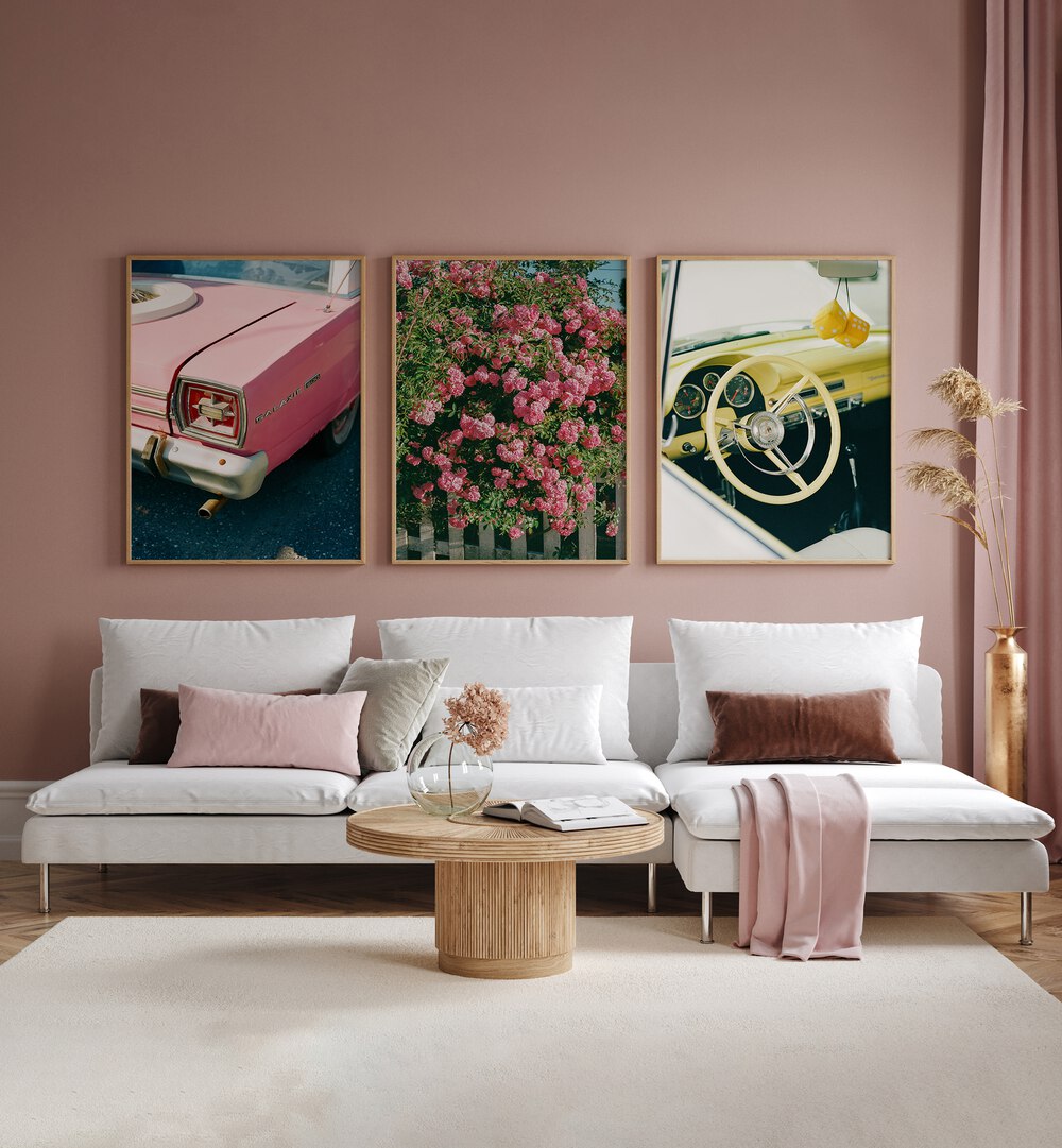 Enhance your decor with the RETRO CLASSIC SET, SET OF 3 PAINTINGS, showcasing vibrant vintage art for a nostalgic touch.