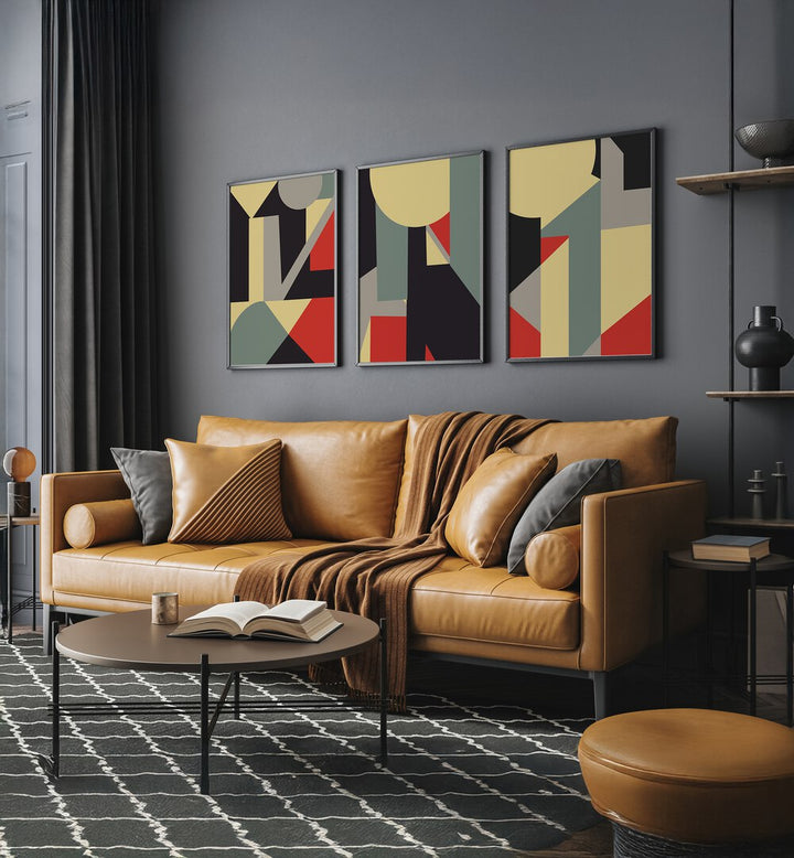Enhance your decor with the RETRO COLOUR GEOMETRICAL SET, SET OF 3 PAINTINGS featuring vibrant, artistic designs.