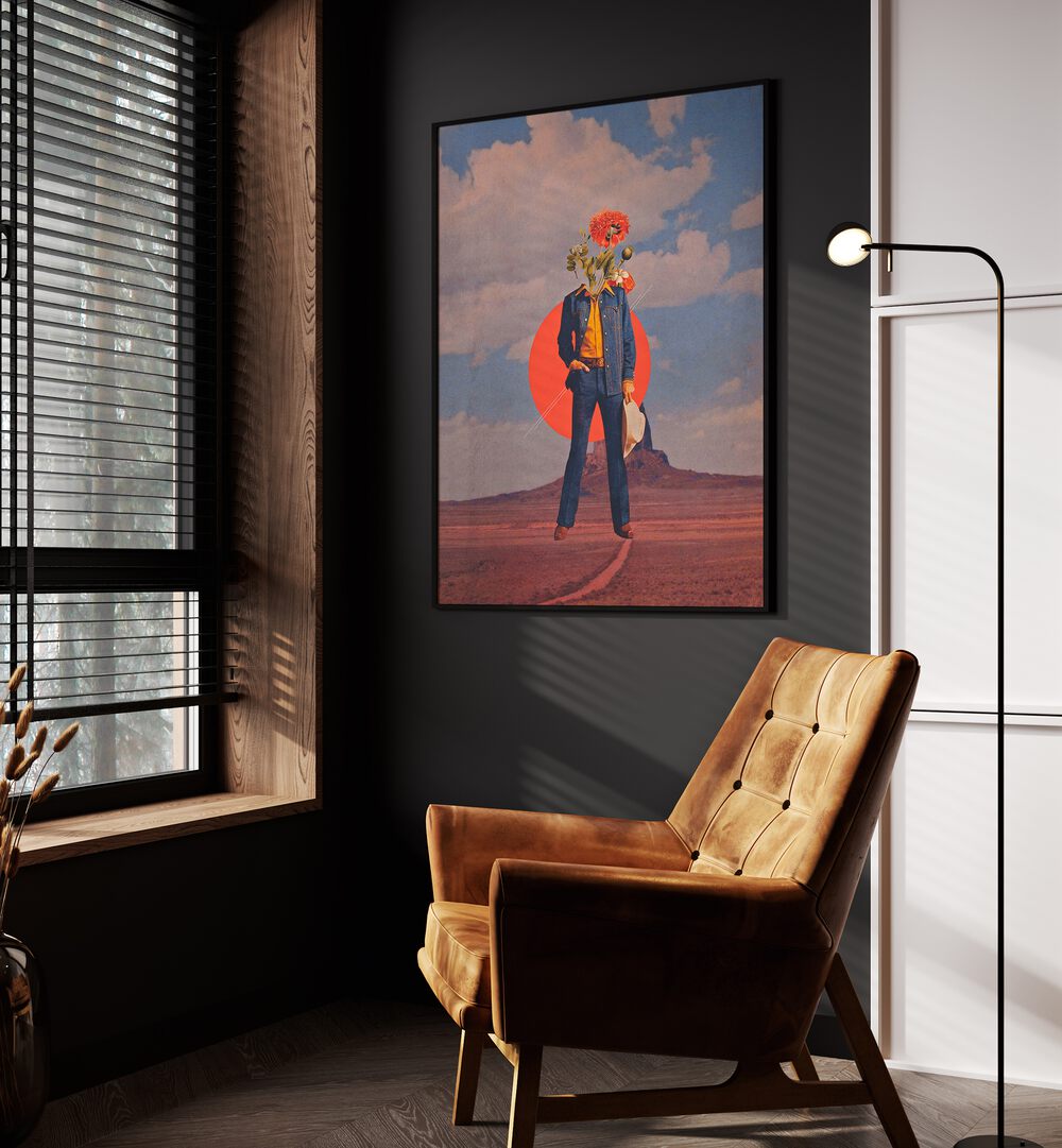 Surreal art prints like "ROMEO IN DESSERT" by Space Rocket Art transform any space with unique creativity.