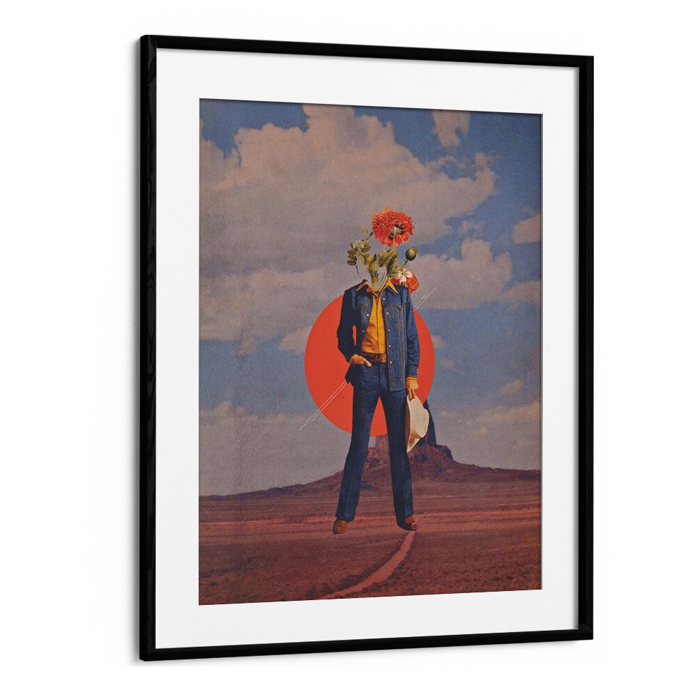 Surreal art print "ROMEO IN DESSERT" by Space Rocket Art, featuring vibrant colors and captivating design.