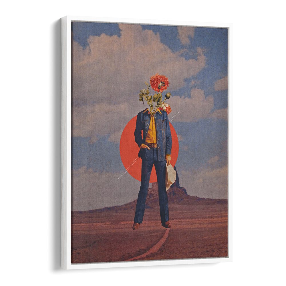 Surreal art print "ROMEO IN DESSERT" by Space Rocket Art, featuring vibrant colors and imaginative design.