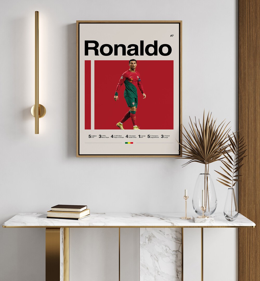 Ronaldo Football Posters Artwork Placed on a wall