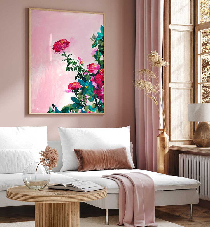 ROSE GARDEN I , FLORAL FLOWER PAINTINGS