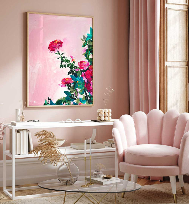 ROSE GARDEN I , FLORAL FLOWER PAINTINGS