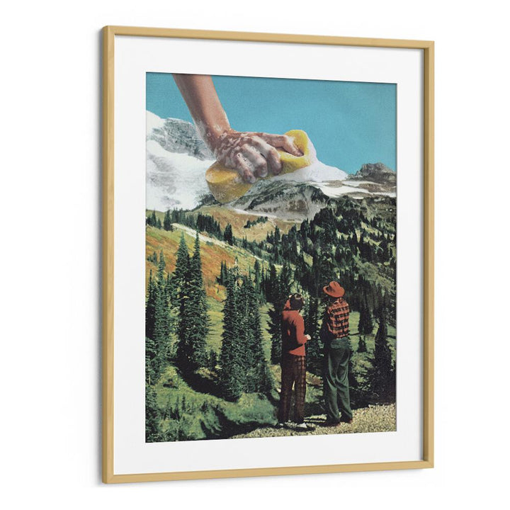 Captivating RUB A DUB RIDGE, SURREAL ART PRINTS framed artwork, blending surrealism with natural landscape elements.