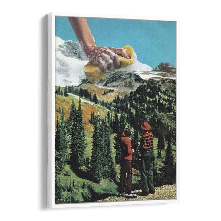 Explore the whimsical scene of Rub A Dub Ridge, Surreal Art Prints by Vertigo Artography, blending nature and creativity.