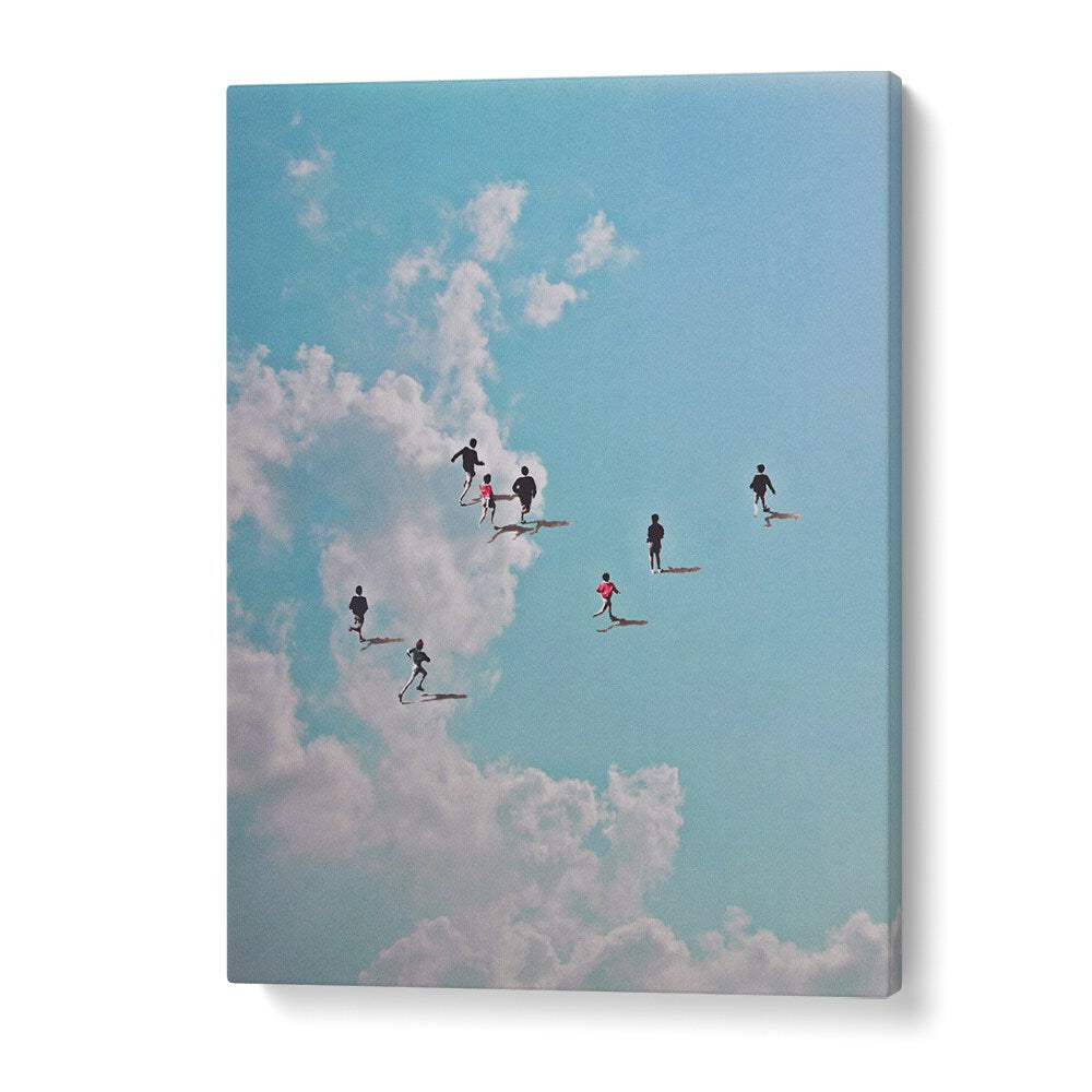 Elevate your space with RUN NATION, SURREAL ART PRINTS featuring dreamy figures floating among clouds.